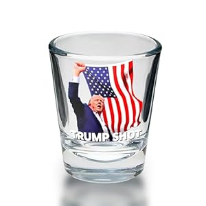 Trump Shot Shot Glass – Limited Edition – Made in America – Perfect for Patriotic Celebrations and Political Enthusiasts – Assassination Picture – Holds 1.5 oz