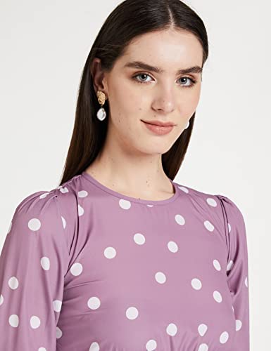 Image of TAGAS Women's Poly Rayon Fit and Flare Knee-Length Dress (OP-3316-PURPLE-S Purple S)