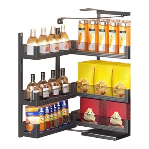 Genérico Organizador extraíble Ajustable de 3 Niveles para armarios de Cocina y baño, Cesta de Almacenamiento extraíble con Movimiento sincronizado, Ideal para armarios de 500 mm, despensas y solucio