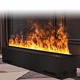 LMzythrop 3D-Wasserdampfkamin,Automatischer Wasserkamin,Flamme in 9 Farben Einstellbar,Simulierte Flamme,Berührbarer Wassernebel,Einbau-Dampfkamin Touchscreen + Fernbedienung 120 * 24 * 20cm