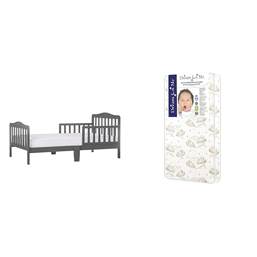 Dream On Me Cama de diseño clásico para niños pequeños en gris acero, certificado Greenguard Gold y crepúsculo 5 pulgadas 80 bobina interior cuna y