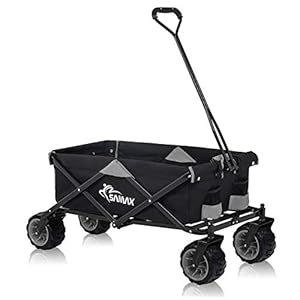 SAMAX Coaster Wagon Garden Trolley Beach Wagon Opvouwbare opvouwbare trolley Trolley Offroad – zwart/grijs
