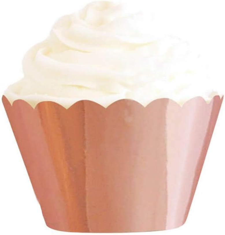 Illume Partyware Rose Gold Foil Cupcake Wrapper, Disposable, 12 Count, 5cm Base for Birthday Party, Kids Party and Princess Party