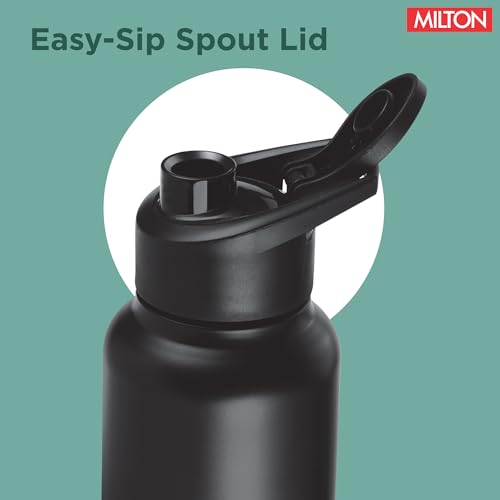 Image of MILTON Torino 1000 Stainless Steel Water Bottle, Leakproof Lid, Single Walled, ISI Certified I For School, Office, Gym I 980 ml, Black