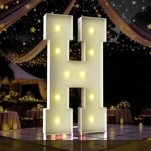 Lettre lumineuse H grand format LED 1,2 m structure élégante de bal