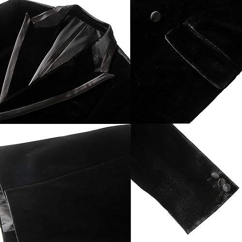 Men's Velvet Blazer Slim Fit Double Breasted Suit Jacket Tuxedo for Dinner Prom Wedding4