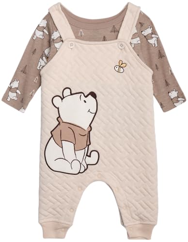 Image of Disney Baby Boys' Mickey Mouse Overall Set - 2 Piece Romper with Long Sleeve Shirt for Newborn (0-9M)