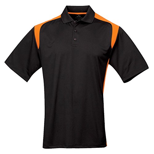 Tri-mountain Mens 100% Polyester UC Knit Polo Shirt. 145TM - BLACK / ORANGE_2XL
