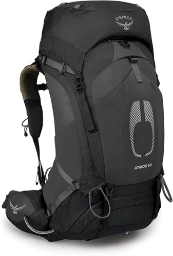 Osprey Atmos AG 50L Men's Backpacking Backpack, Black, L/XL