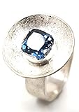 Blauer Zirkon Ring Ring, Zirkon, Blau, 925er Silber, Gr.56, Design, Handarbeit, Unikat