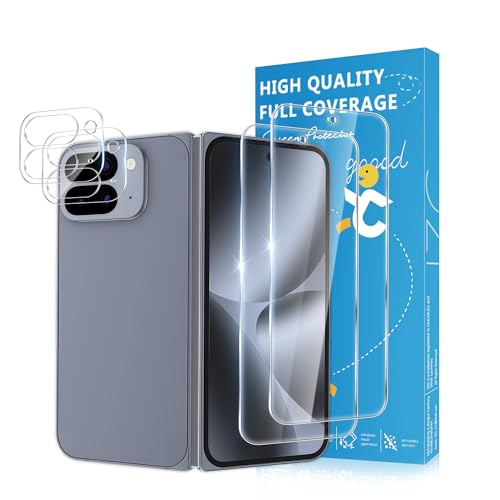 2+2 Pack for Google Pixel 10 Pro Fold Screen Protector Tempered Glass Outer + Camera Lens Protector Full Coverage Case Friendly Anti-Scratch Bubble-Free for Pixel 10 Pro Fold 5G 6.4