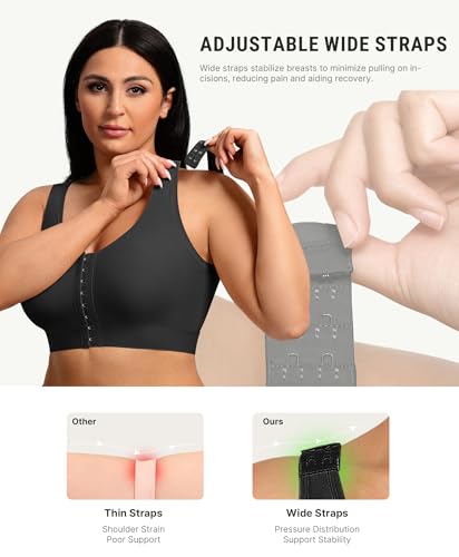 Image of FeelinGirl Mastectomy Bras for Women Compression Post Op Surgery Bra Front Closure Surgical Recovery Everyday Bra