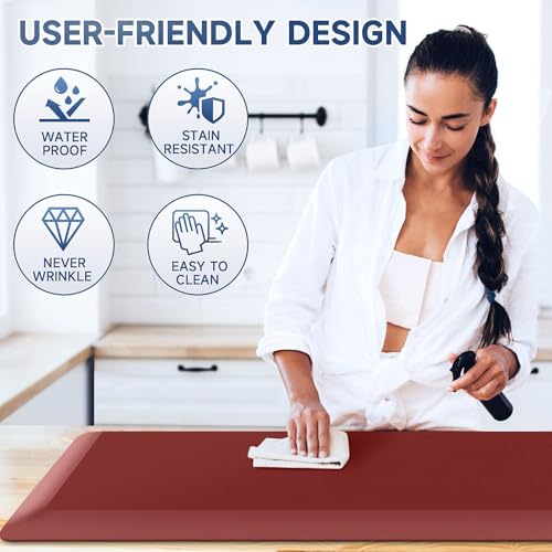 Image of StepRite 4 /5 Inch Thick Kitchen Mat Anti Fatigue Mat Kitchen Rugs Kitchen Decor Non-Slip, Stain & Water Resistant, Kitchen Mats Desk Mat for Kitchen, Office, Workshop, Red, 17'' x 47''