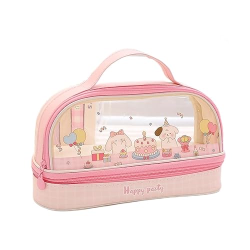 Papelería, Office Product Bonito estuche para lápices Kawaii Estética grande para lápices Kawaii, suministros escolares, para niñas (rosa)
