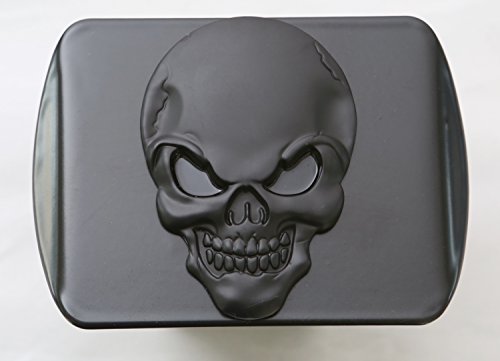 Lfparts 100% Metal Skull 3D Emblem Trailer Hitch Cover Fits 2" Receivers (Black On Black) #TOP1