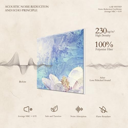 Image of JBER 6 Pack Art Acoustic Panels 47.2 inch x 27 inch, Soundproof Wall Art, Magnolia