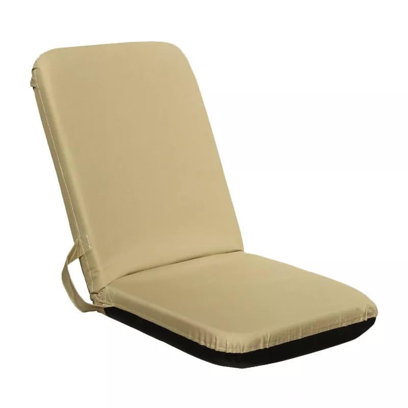 Orangemarine Siège inclinable autoportant Kactus Bleu – Dossier réglable 6 Positions – Assise rembourrée Haute densité – Chaise de Sol Pliable Camping, Plage, Bateau, Jardin (Beige)