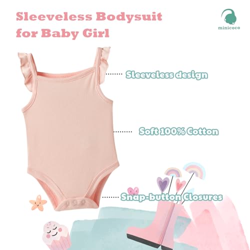 Baby Girls Multi-Pack Sleeveless Bodysuit-100% Cotton Ultra-Soft Breathable for 0-12 Months, Summer/Spring Outfits2