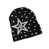 Eilova Orityle Shiny Bling Rhinestone Beanie Cap for Women Y2K Skull Beanies Winter Knit Snow Soft Hat Stretchy Ski Hats