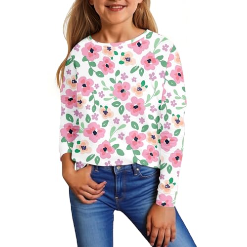 Girls Long Sleeve Cute Print T-Shirt Soft Comfy Crewneck Casual Top for Kids Adorable Pattern Fall Tee Blouse4