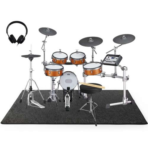 【必要な付属品一式セット】ヤマハ YAMAHA DTX10K 4シンバル 防音マット 防振・床傷防止 ヘッドホン 電子ドラムセット ドラム椅子 ペダル付属 自宅練習 上級者～プロ用 (リアルウッド, メッシュパッド)（Amazon）
