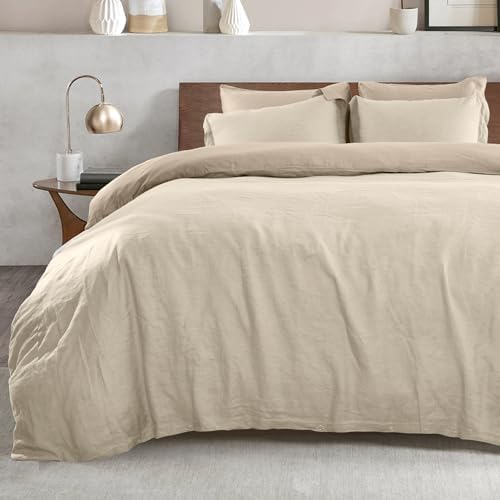 NEXHOME PRO 100 Linen Tencel Duvet Cover Queen Size 5PCS