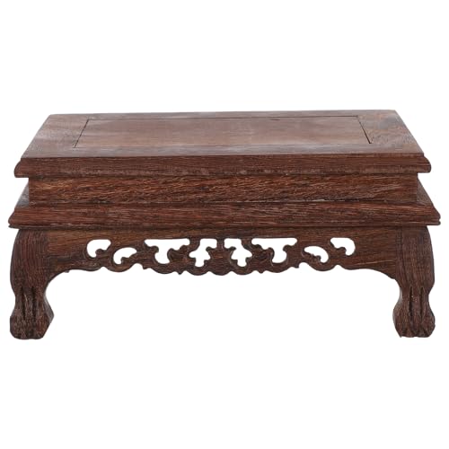 TOYANDONA Soporte de Exhibición Rectangular de Madera de Tigre Base Tallada 195X125X8 CM Pedestal para Plantas y Macetas de Interior Elevador Decorativo para Jarrones y Objetos de
