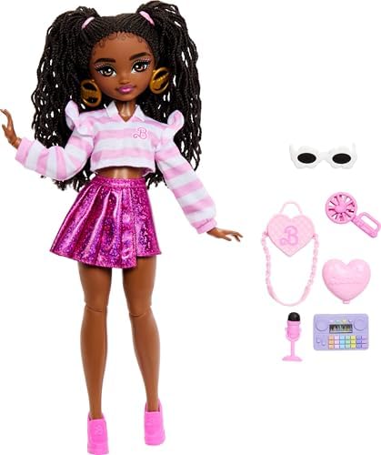 Barbie Kahverengi saçlı ve eklemleri bükülebilen Barbie Dream Besties 'Brooklyn' bebek ve aksesuarları, dans temalı oyuncaklar, JKP51 - Görsel 1
