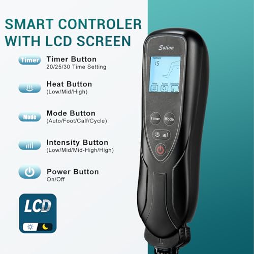 Sotion Leg Massager with Heat and Compression for Circulation & Recovery, Upgraded Foot Calf Thigh Sequential Massager Device with Handheld Controller, 4 Modes 4 Intensities, Help for Leg Pain Relief - Thumbnail 6