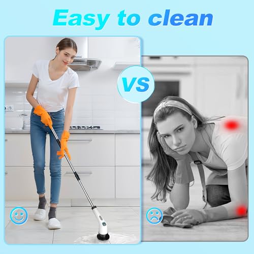 ALPONO Electric Spin Scrubber for Cleaning - Bathroom Floor Shower Scrubber with Long Handle Cordless Handheld Power Spin Brush, IPX7 7in1 400RPM LED-Screen Fast Charging by ALPONO - Image 7