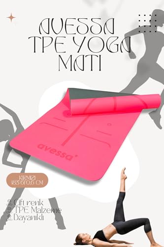 Tpe-30 Çift (Taraflı) Renk 0,60 Mm Kırmızı Yoga Matı – Kaymaz Yüzey, Yüksek Yoğunluk Pilates Minderi
