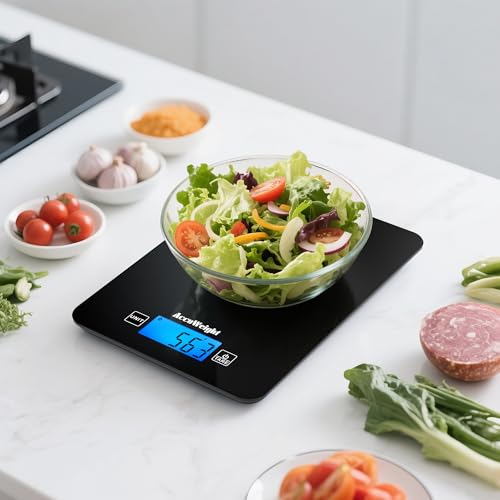 ACCUWEIGHT CK780 Balance de cuisine Bluetooth, avec calculateur de valeur nutritionnelle (piles incluses), comptage des calories pour la cuisine ou la perte de poids, 5 kg/11 lb – vue 9