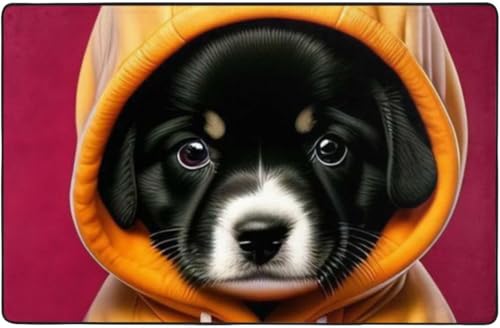 おしゃれ かわいい犬 ラグ ラグマット カーペット 約100 * 150 Cm カーペット対応 こたつ敷き 長方形 滑り止め付き ウォッシャブル オールシーズン適用