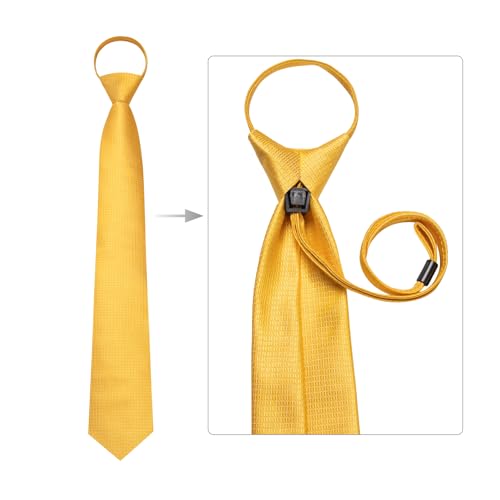 Image of Hi-Tie Zipper Ties for Men Pre-tied Tie Set Lapel Pin Pocket Square and Cufflinks Formal Business Wedding Adjustable Necktie