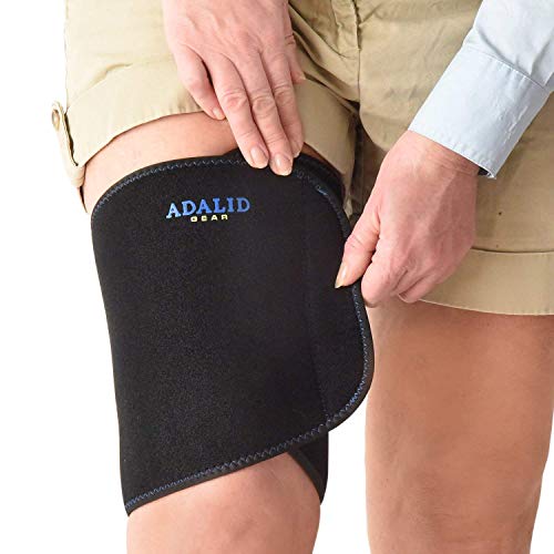 Thigh Brace Wrap with Ice Gel Pack for Hot and Cold Therapy: Great for Compression and Pain Relief on Hamstring Strain, Quad Injury, Groin Support, Soreness etc. (Flexible, Reusable and Multi-Purpose)