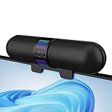 BESTISAN Computer-Lautsprecher, PC-Lautsprecher mit Bluetooth & Typ-C (USB) Modus; USB-betriebene Monitorlautsprecher mit Clip-on-Design, Gaming-Lautsprecher für PC/Desktop/Laptop; LED-Lichtanzeige