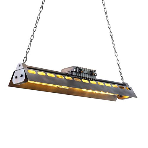 Flordeer Industrial Pendant Lighting Rustic Farmhouse Hanging Light Fixtures Chandelier Vintage Ceiling Lamps 4 Edison Lights Iron Chain for Dining Room Kitchen Island Bar (37.3 inches)