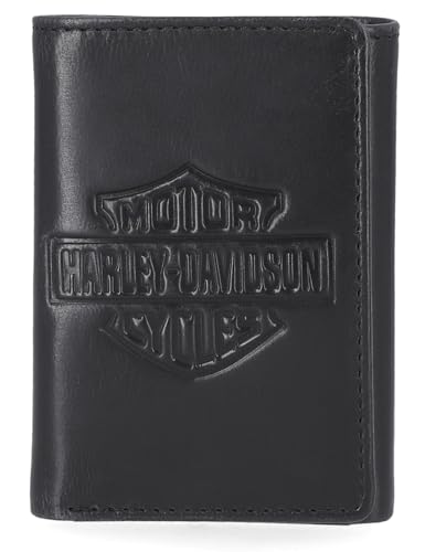 Harley-Davidson Mens Genuine Leather Rfid Blocking Trifold Wallet