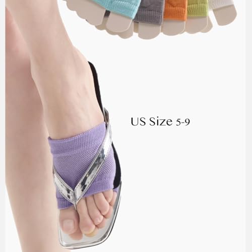 Girls Half-toe Socks, Women Thin, Sheer Lyocell, Toe-Separating Breathable Mesh, Non-Slip Silicone, Flip-Flops, Colorful2