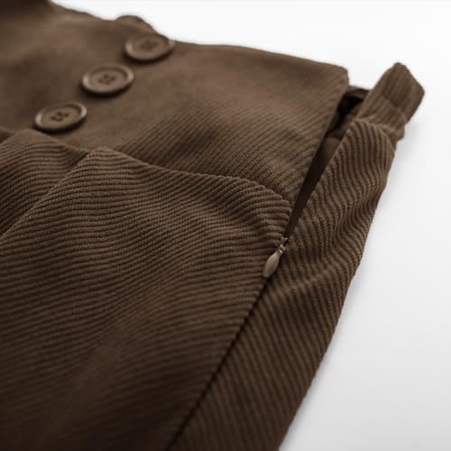 Image of Belle Poque Corduroy Skirt for Women A-Line Flared Swing Skirt Midi High Waist Skirts