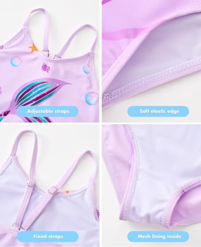 Image of Girls One Piece Swimsuit Kid Beach Swimwear Mermaid Toddler Bathing Suit Quick Dry Swimwear for Little Girl Baby Summer Sports Surf Pool