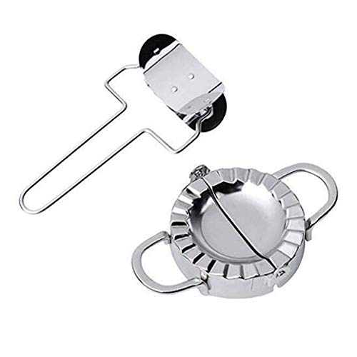 ROSOY Dumpling Maker Mould, Knödelmaschine, Mehlringschneider, Gebäckwerkzeug, Edelstahl Dumpling Maker Mould Küchengebäckwerkzeug mit Mehlringschneider Cover
