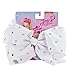 JoJo Siwa 7 Inch White Bow w/Rhinestones Sparkling Stones Metal Pin Barrette Clip On Card Ribbon Headpiece Hair Accessory for Little Girls, Teens - Jo Jo Big HairBow Signature Collection, Multicolor