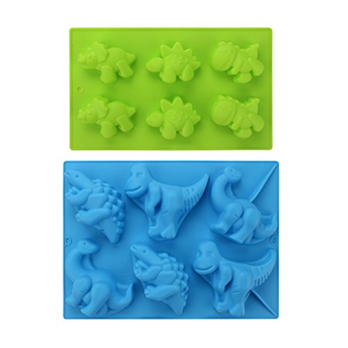 Dinosaur Soap Mold, Beasea 2 Pack Dinosaur Jello Mold 3D Silicone Jello Molds for Kids Gummies Chocolate Molds Ice Cube Cake Decorations Baking Tools