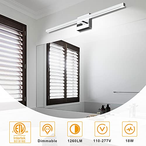 NIORSUN 31.5 inch Chrome Bathroom Vanity Light,18W 5CCT Dimmable LED Bathroom Lighting Fixtures Over Mirror, Modern Vanity Lights for Bathrooms Restroom Mirror- ETL Certified