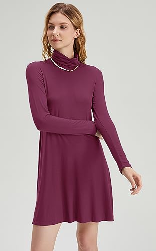 Image of KEEDONE Women's Long Sleeve Turtleneck Casual Loose T-Shirt Dresses