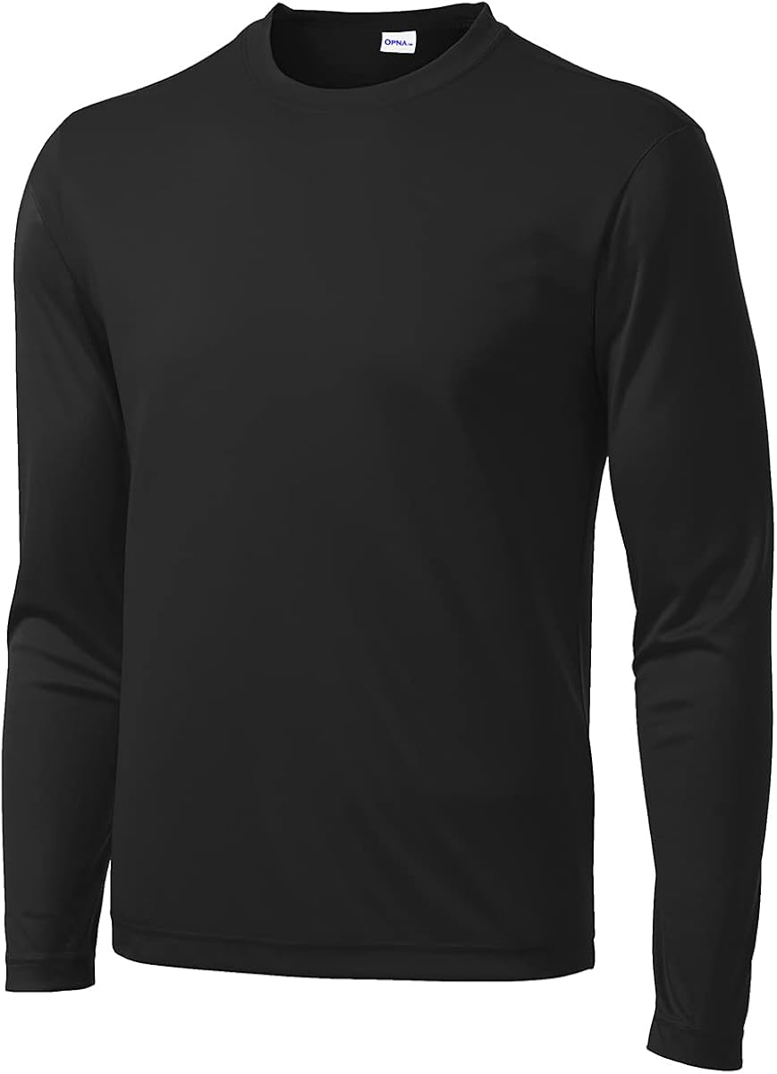 Opna Men's Long Sleeve Moisture Wicking Athletic Shirts Large Black