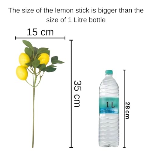 Image of SATYAM KRAFT 3 Pcs Artificial Lemon Stick | Flowers for Vases | Flowers for Vases| Decoration Items for Home Decor, Room, Office, Living Room (Without Pot) (35 cm)