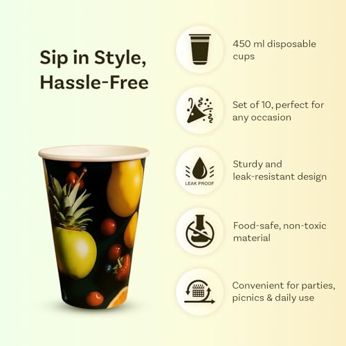 Image of Disposable Paper Cups 450 ml | Premium Thick Eco-Friendly Tea & Coffee Cups (Pack of 25)