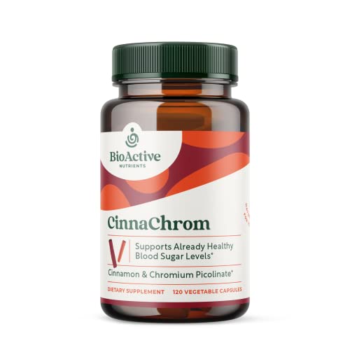 BioActive Nutrients CinnaChrom Dietary Supplement Chromium Picolinate Cinnamon Capsules Natural Ingredients for Overall Health Vegetable Supplement Gluten-Free 120 Capsules